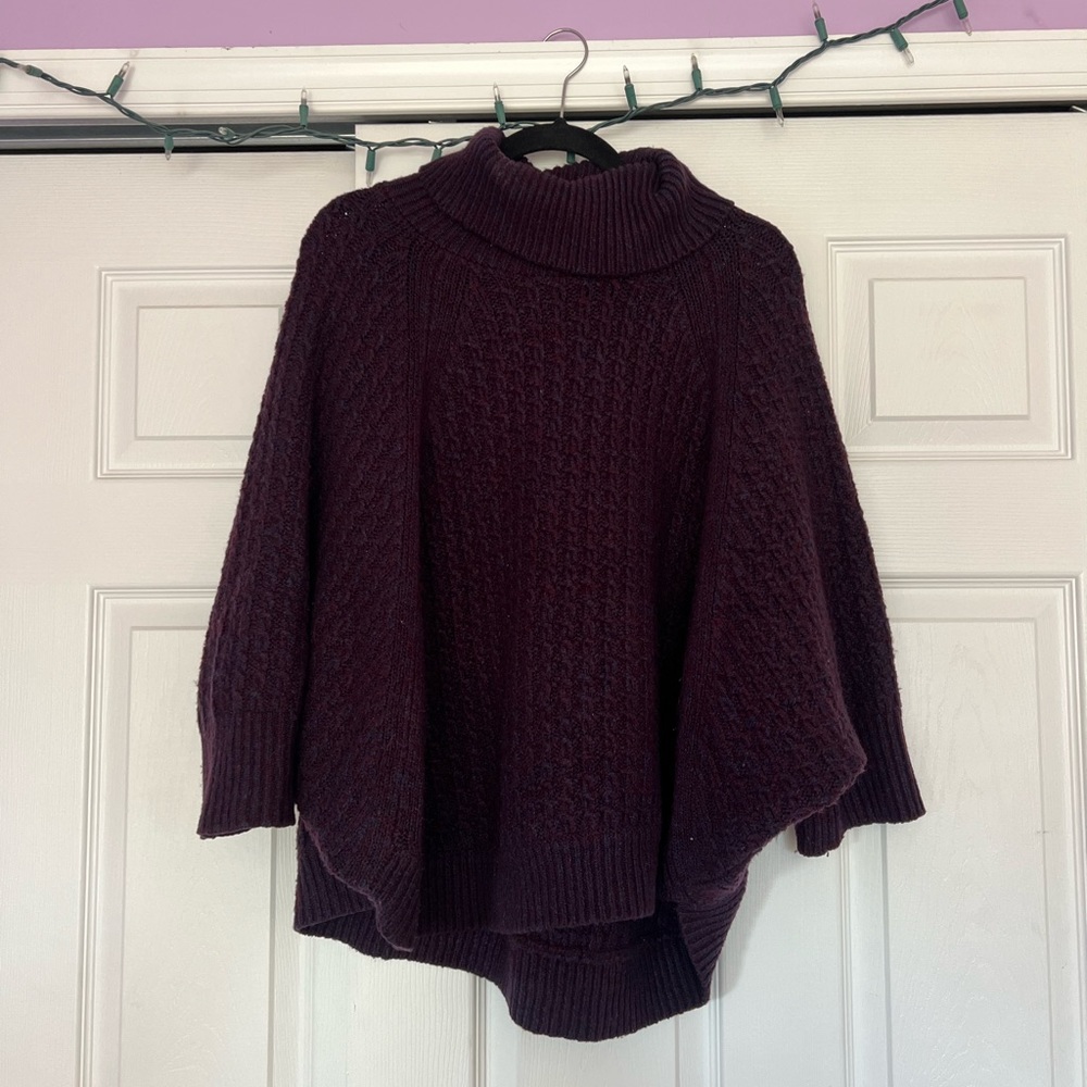 LOFT poncho style purple sweater